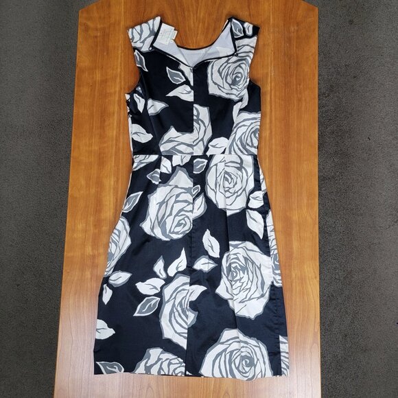Kate Spade Aires Abbey Rose Floral Black and White Print Sheath Dress - 4 - Picture 8 of 13